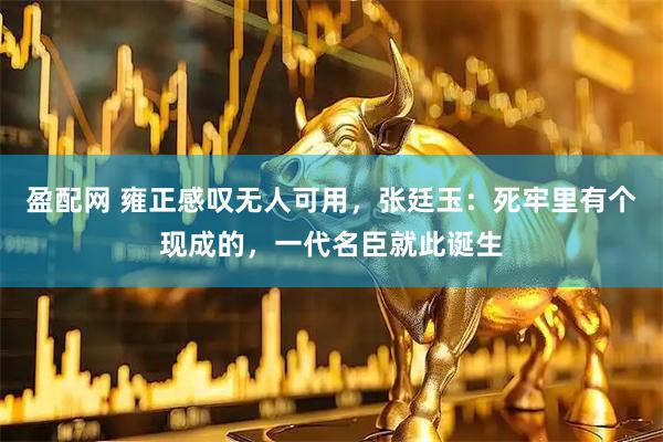 盈配网 雍正感叹无人可用,张廷玉:死牢里有个现成的,一代名臣就此诞生