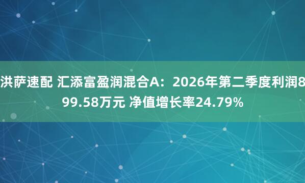 洪萨速配 汇添富盈润混合A：2026年第二季度利润899.58万元 净值增长率24.79%