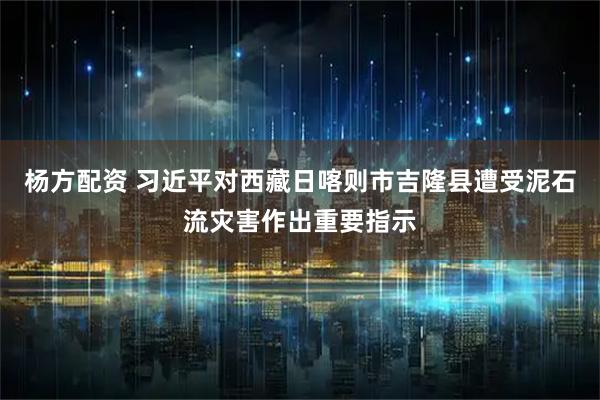 杨方配资 习近平对西藏日喀则市吉隆县遭受泥石流灾害作出重要指示